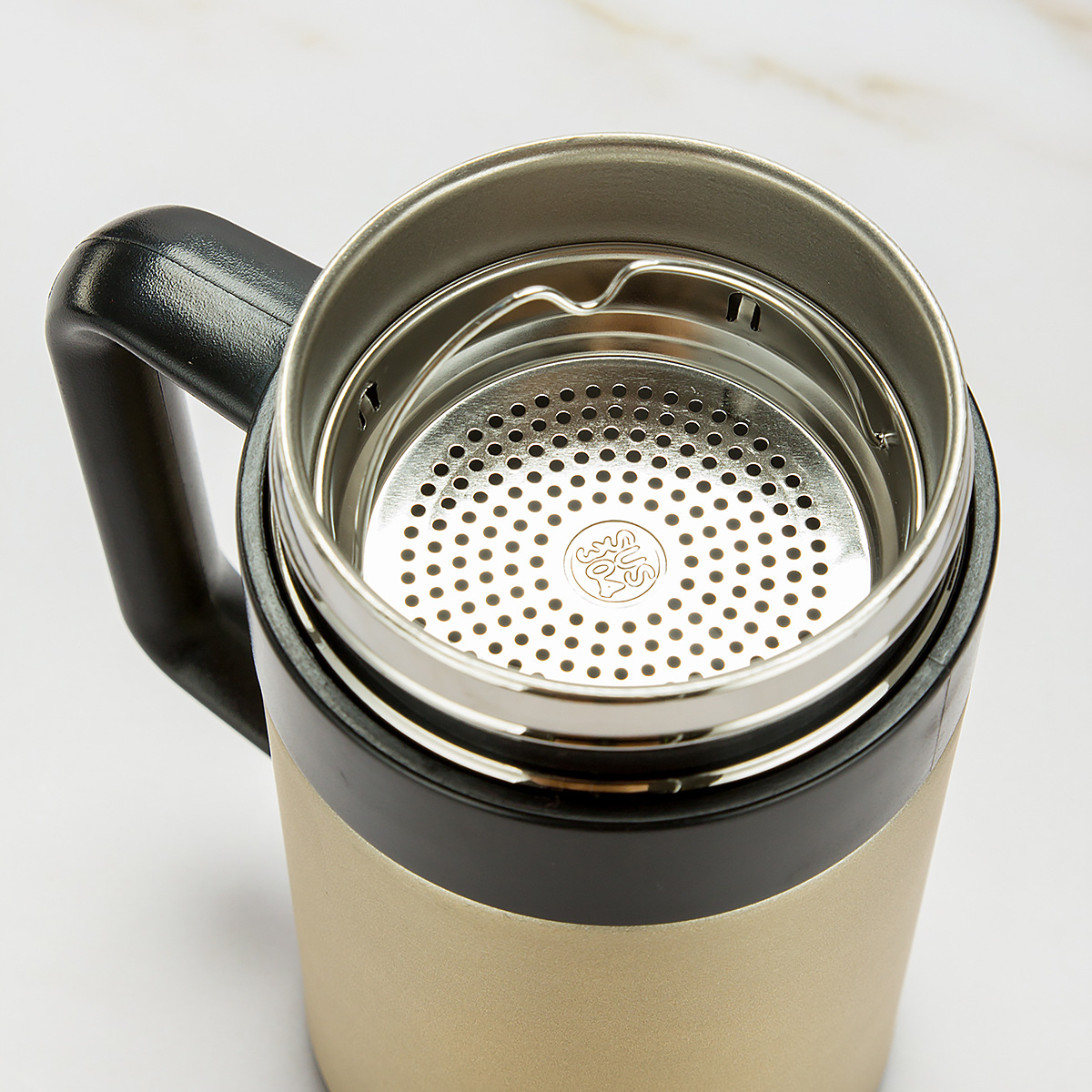 Wholesale stainless steel insulated cups as gifts, men's business office cups with handles, filters, tea brewing cups, and logos Specification drawing