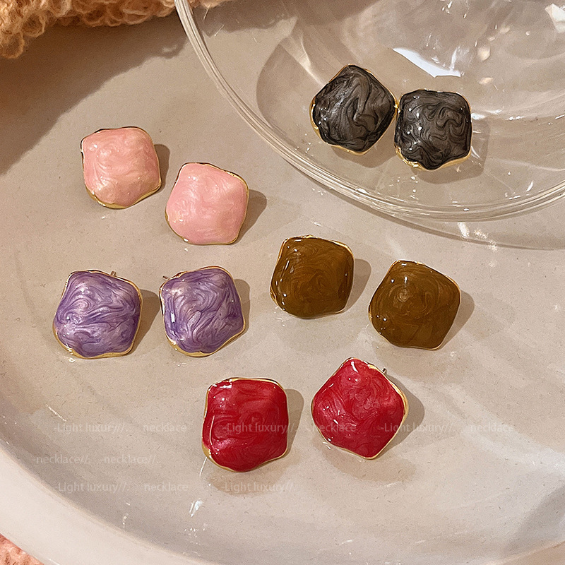 High-end glazed candy earrings, niche design, high-end ear studs, ear clips, no ear holes, trendy best-selling ear clips and earrings full figure