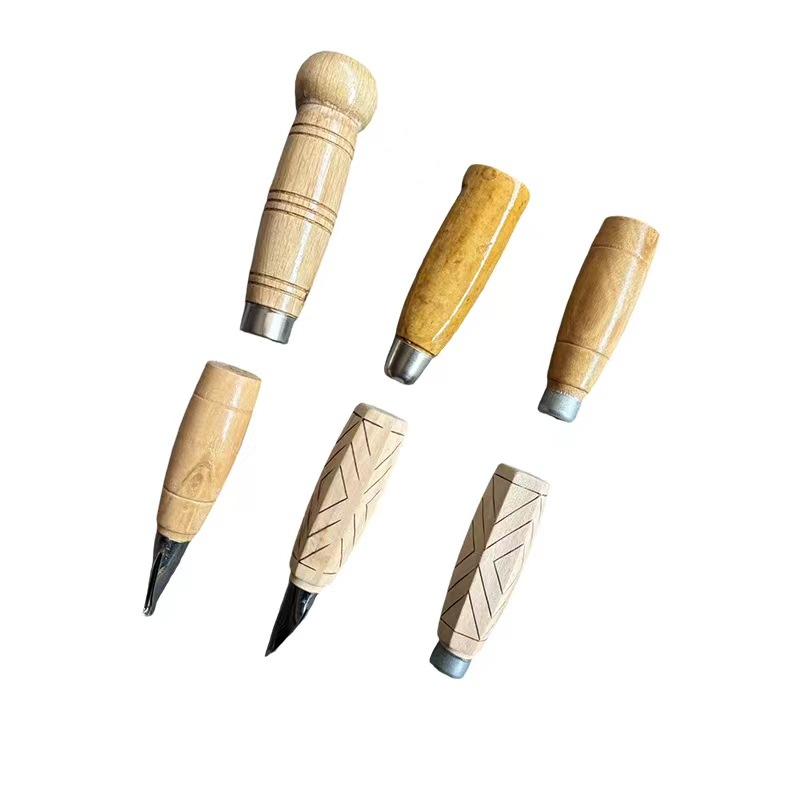 Hand-forged kitchen knife handle, hexagonal handle, nail band, old-fashioned bone chopping knife, universal knife grip, solid wood accessories wholesale Specification drawing