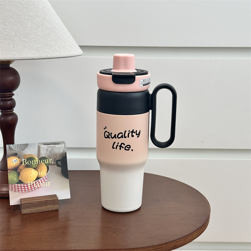 New Yongkang Giant stainless steel insulated cup, women's creative gradient high appearance level straw water cup, ice cup wholesale Specification drawing