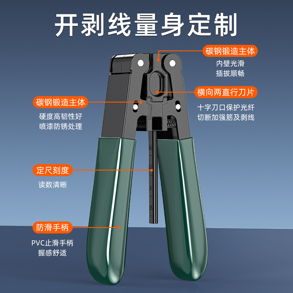 Fiber optic Miller pliers, fiber optic stripper pliers, three-port fiber stripper pliers, wire opener, Maitreya pliers, cold splicing tool set, light Item Picture