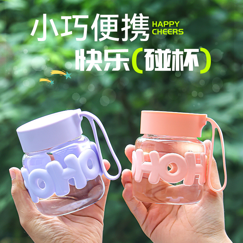 New chubby cup Portable glass cup with cup sleeve, heat-insulating water cup, cute souvenir, ground promotion gift cup details Picture