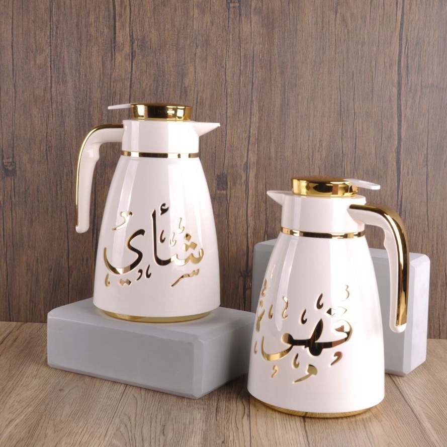 Cross-border best-selling high-appearation-level insulated pot, light luxury Middle Eastern style 1.0L large-capacity office and household glass coffee pot details Picture