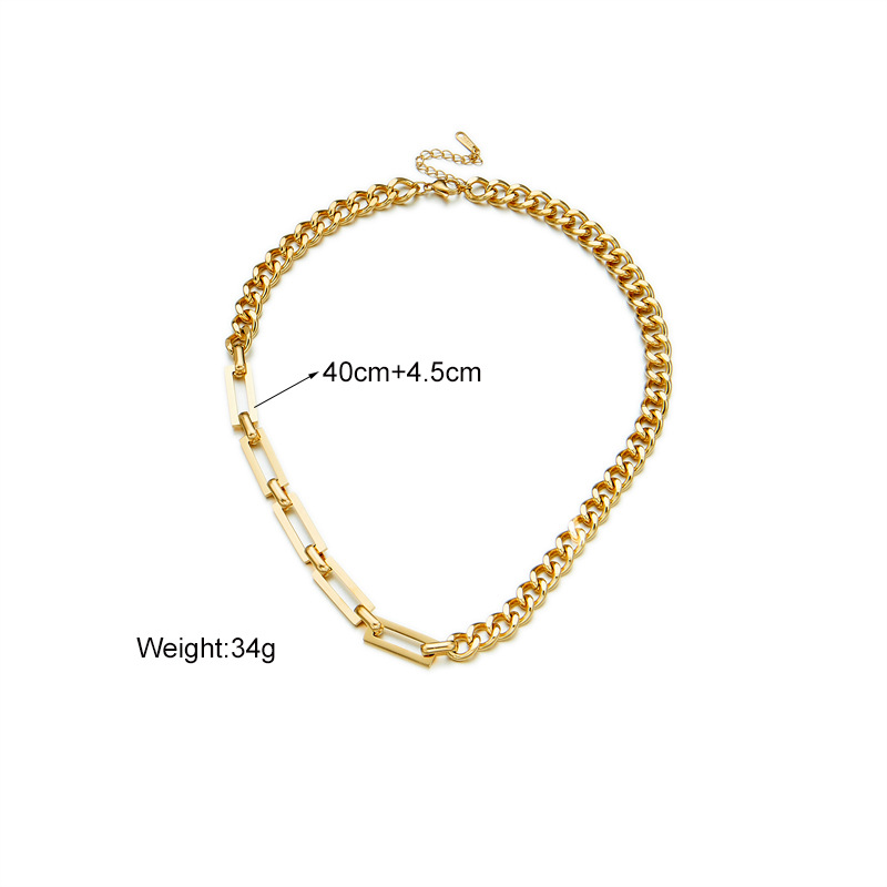 European and American fashion niche design asymmetrical chain metal heavy industry punk hip-hop style titanium steel jewelry necklace Item Picture