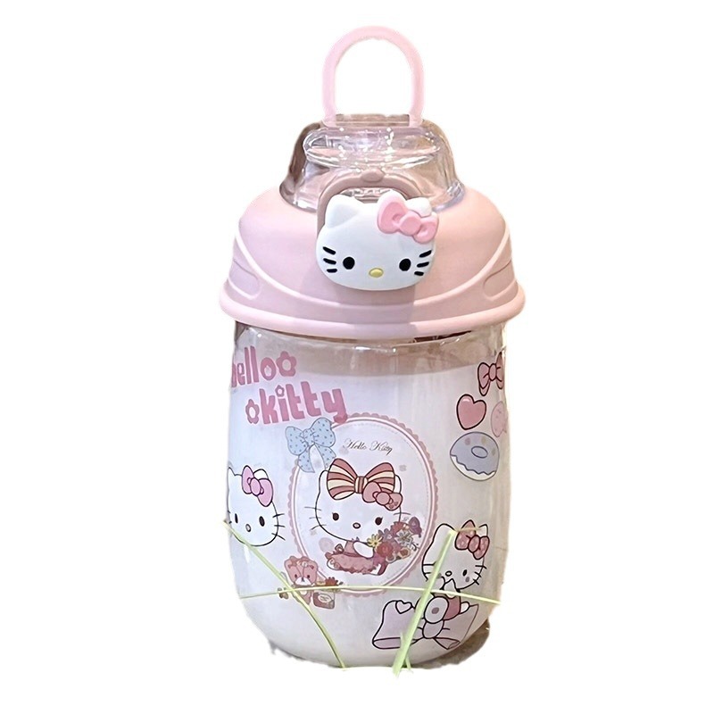 New Instagram-style water cup, cute stickers for female office workers, girls' straw cup, portable cup, large-capacity bouncing cup Item Picture