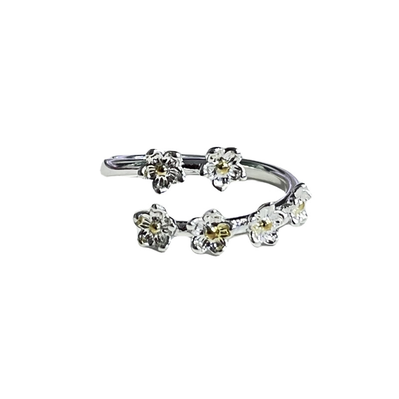 A cold and individualistic floral color-blocking open ring for women on Instagram, with a fashionable and niche design sense, is versatile and elegant. It's a trendy ring Item Picture