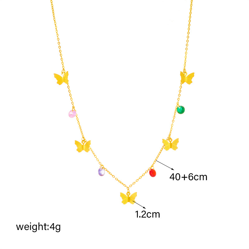 European and American fashion seven-color cut beaded butterfly pendant titanium steel metal jewelry, versatile and high-end, cold style necklace Application Scenario