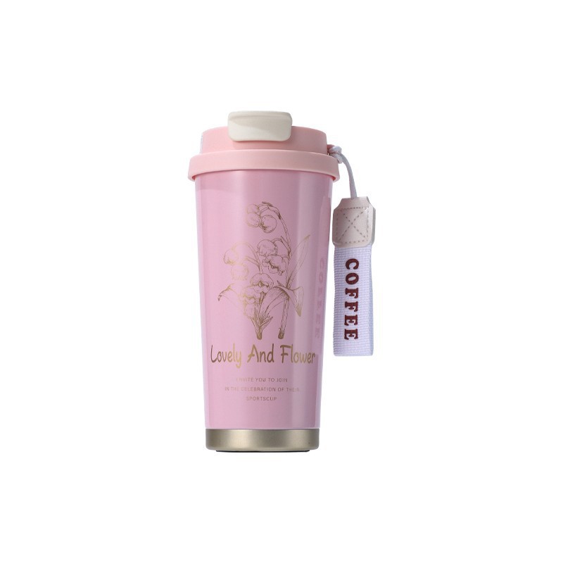 New 316 stainless steel coffee cup from Lily of the Valley, a popular bestseller with a high appearance level, a thermos cup and a large-capacity straw water cup Item Picture