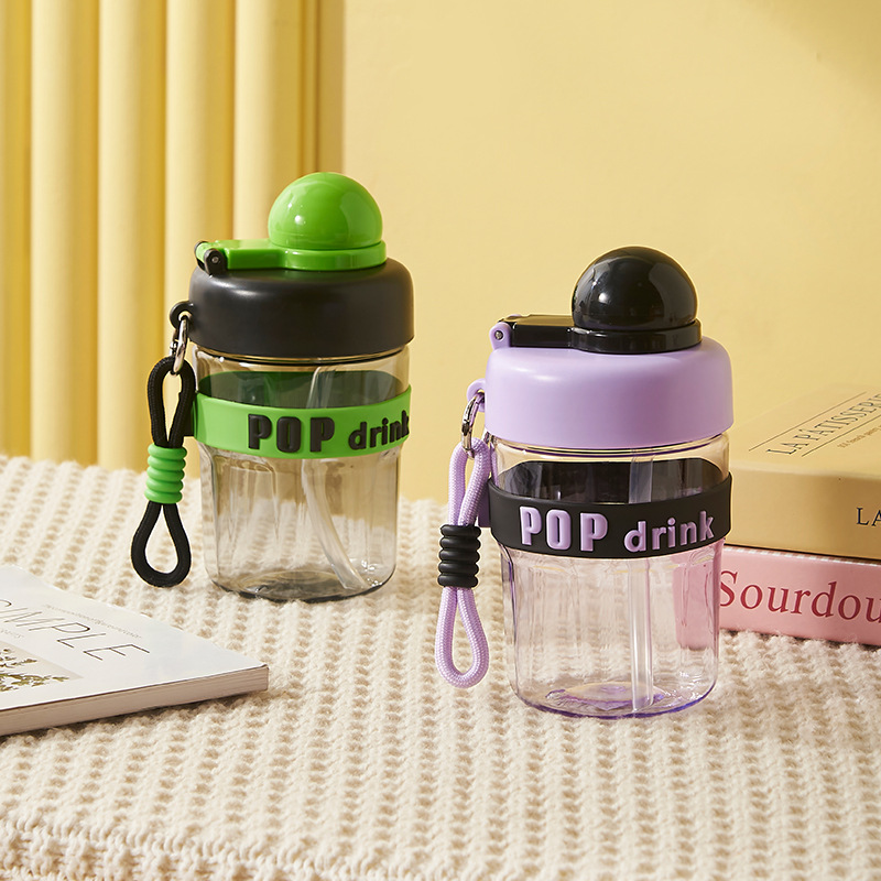 Fuxing internet-famous coffee cup, dopamine High appearance level, double-drinking cup, cute letter children's water cup, plastic cup Specification drawing
