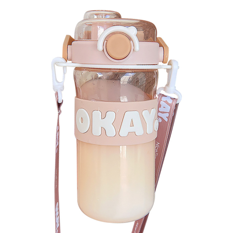 Large-capacity water cup, high appearance level in summer, sports cup, simple double-drinking cup for girls, convenient children, straw, portable Item Picture