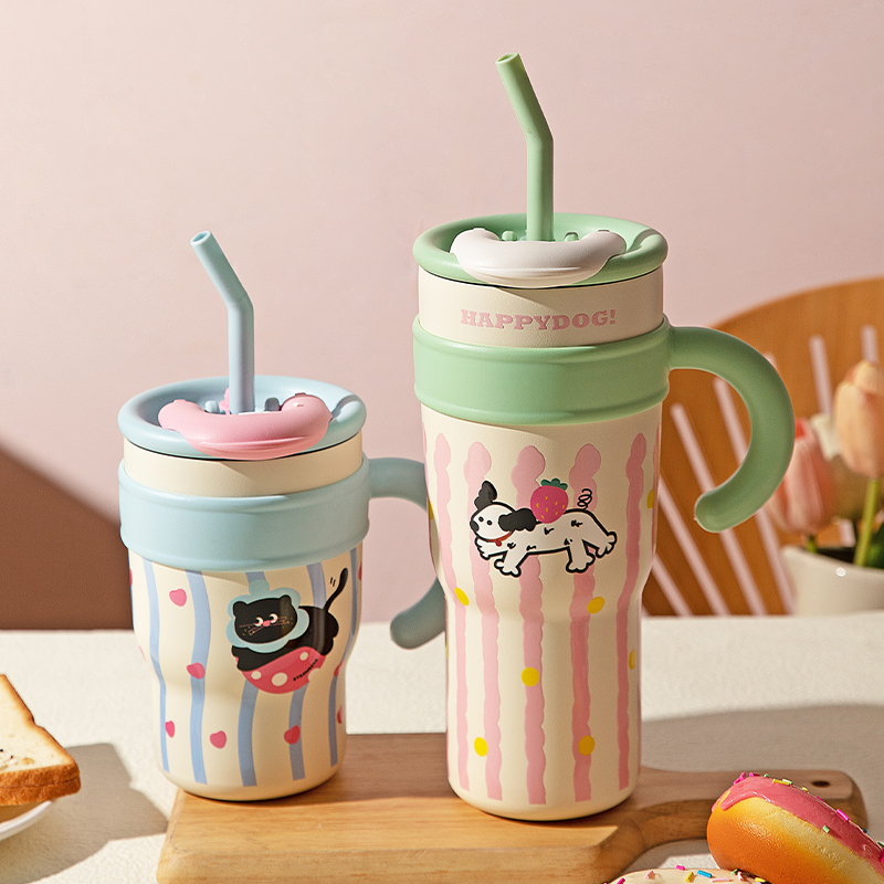 Outdoor car dual-drinking car cup, cooling giant insulated cup, large-capacity straw water cup, travel cup, ice king cup details Picture