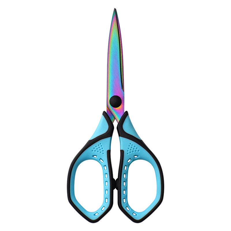 Anti-slip office scissors, art students, DIY stationery, blackening, anti-rust and anti-sticking, paper-cutting, fabric cutting, black, gold color, titanium Item Picture