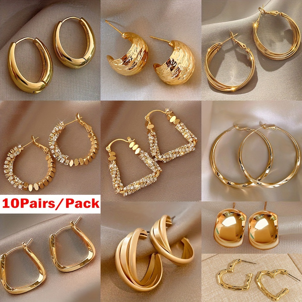 Cross-border European and American light luxury golden Hong Kong-style earrings for women, 2025 new trendy and high-end ear rings, niche design earrings full figure