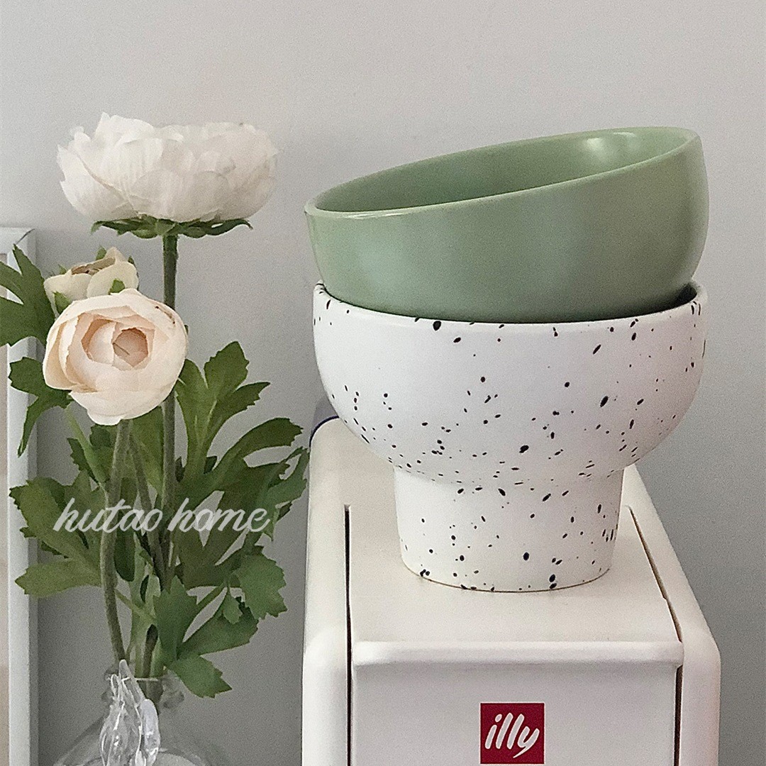ins Korean creative dessert, personalized ice cream, small bowl, ceramic ink-splashed high bowl, ice cream, yogurt, fruit cup Application Scenario