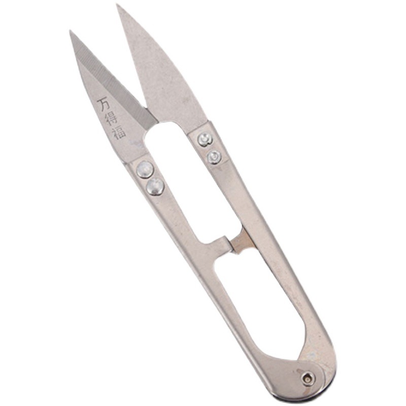 Stainless steel small scissors, thread ends, household U-shaped spring cross-stitch clothing cutting and sewing shears full figure