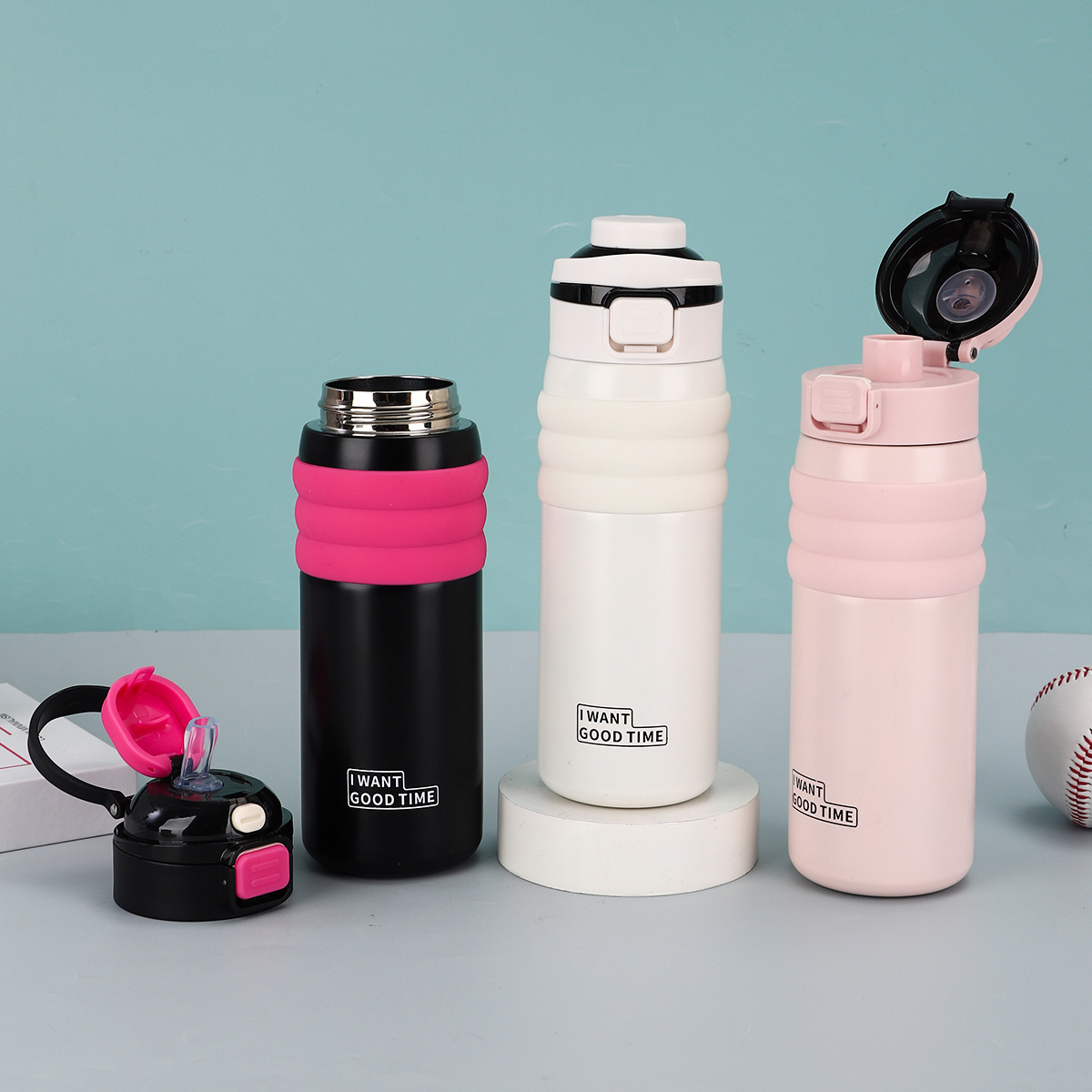 Simple 316 stainless steel vacuum insulated cup, large-capacity double-drinking sports water bottle, outdoor portable bouncy lid water cup Application Scenario