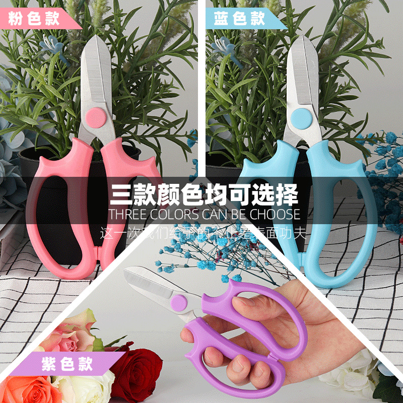 Lin Taizuo Flower art scissors, stainless steel color garden scissors, flower shop fresh flower pruning scissors, gardening flower arrangement tools details Picture