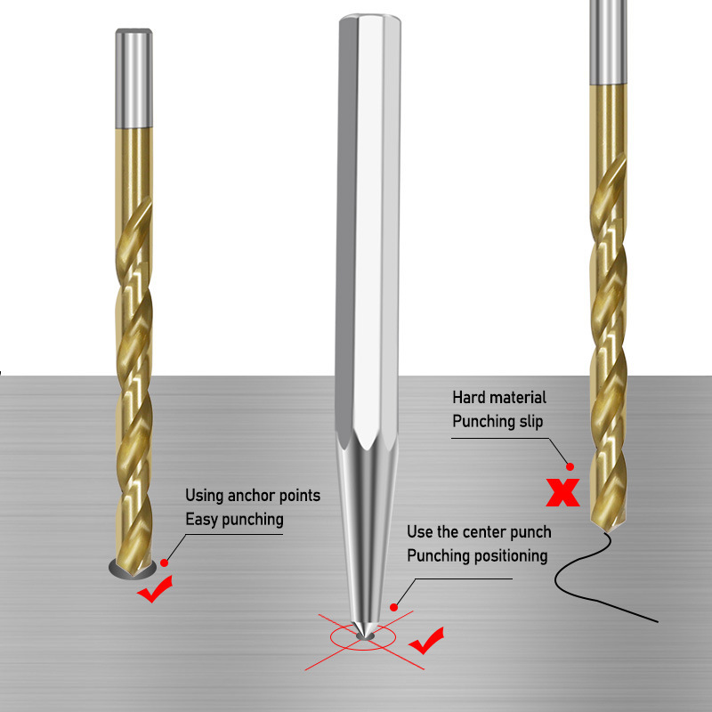 Professional-grade automatic center punch, conical sample punch, tip punch, fitter drilling center positioning punch, alloy chisel punch details Picture