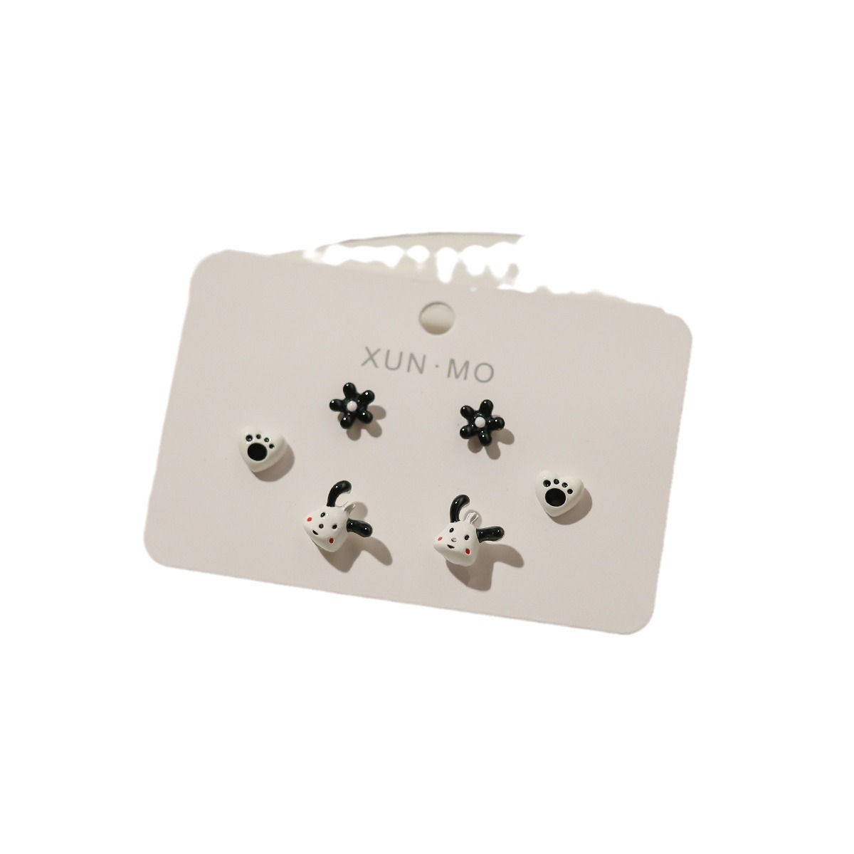 Cute cartoon cat silver needle ear stud set 2024 New style Small and fun student earrings, no need to remove earrings when sleeping Item Picture