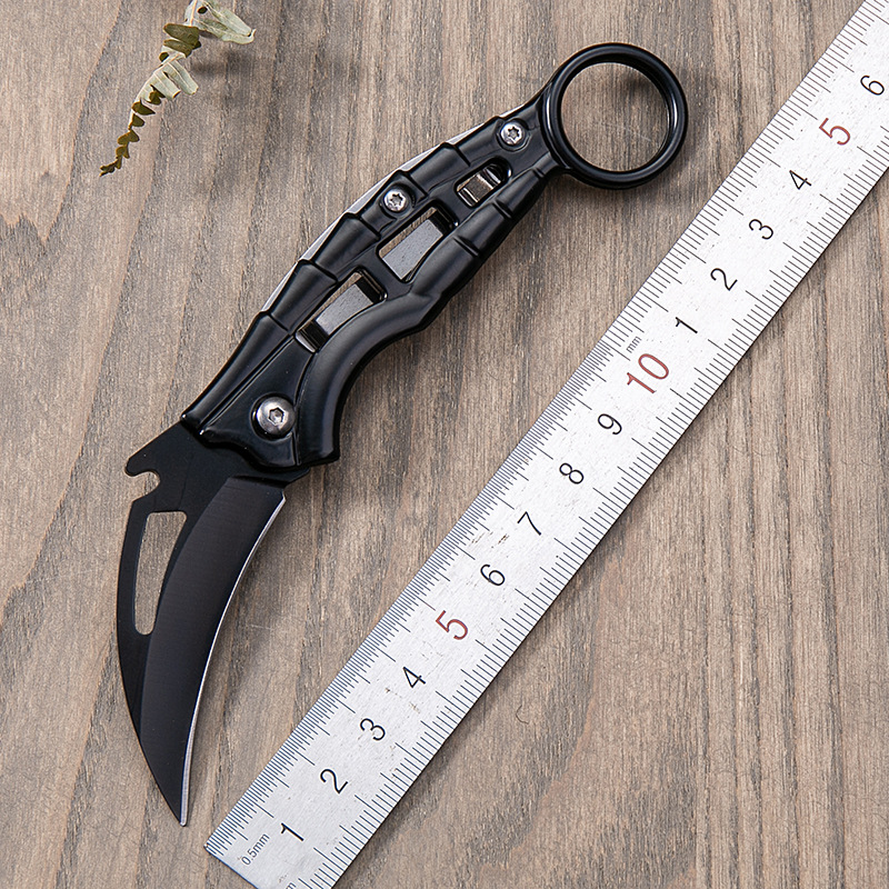 Outdoor folding knife, small folding knife, barbecue cutter, War Wolf mini folding curved knife, folding curved knife full figure