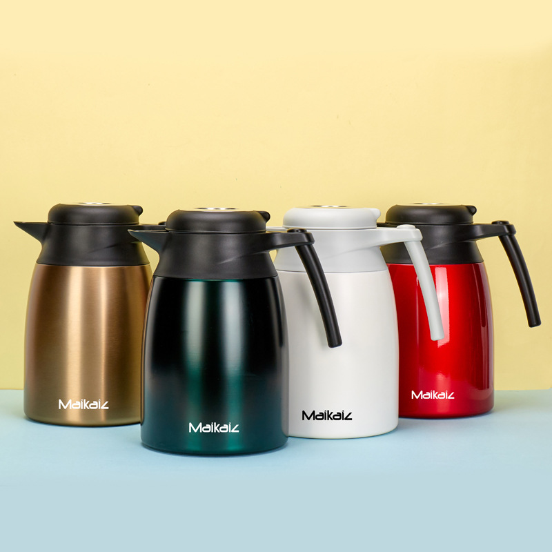 Wholesale 304 stainless steel household large-capacity insulated kettle, smart temperature-showing hot water kettle, European-style coffee kettle with logo printing details Picture