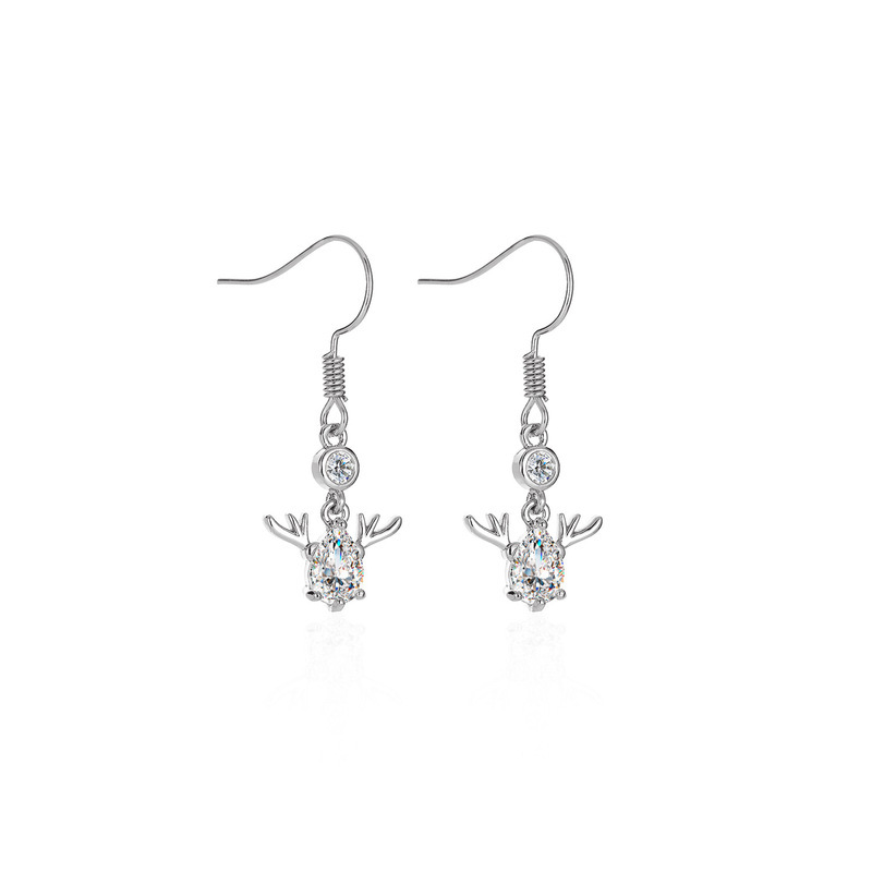 Best-selling Christmas earrings: Sweet and cute crystal deer earrings. One Deer with You, a fresh and creative holiday gift Item Picture