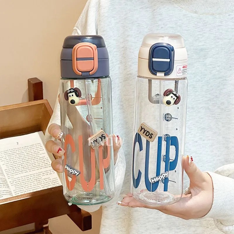 New water cups for girls with high appearance standards, large-capacity cups for students and children to go to school, and plastic cups for men's summer sports details Picture