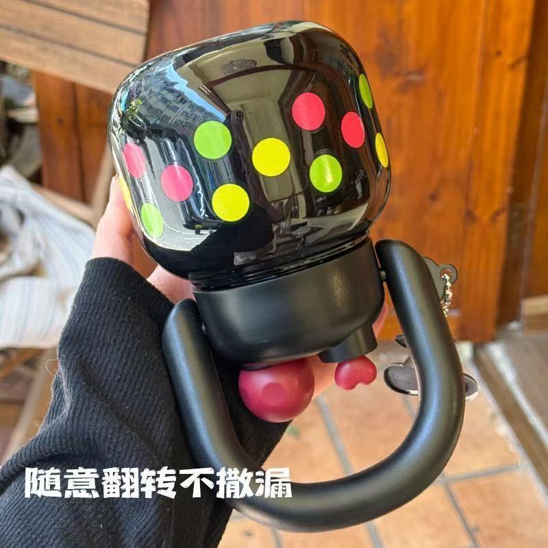 New double-drinking teapot with a high appearance level, large-capacity plastic cup, portable student hand-held, large-bellied double-drinking cup Specification drawing