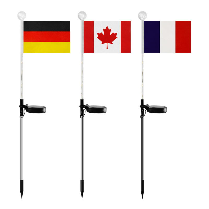 Wholesale of cross-border solar flag ground-mounted lights, led park and courtyard decorative lights, outdoor waterproof American flag lights Item Picture