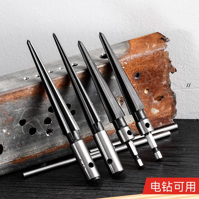 Universal high-hardness metal hexagonal conical reaming knife for woodworking straight handle hand high-speed steel taper reaming knife full figure