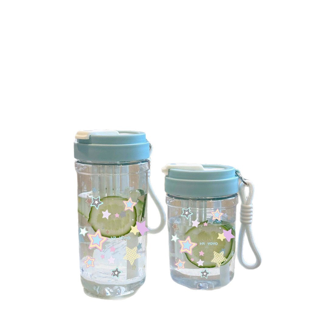 Lucky Starry Sky Straw water cup, summer water cup for girls, high appearance level, portable, cute and simple, student plastic cup Item Picture