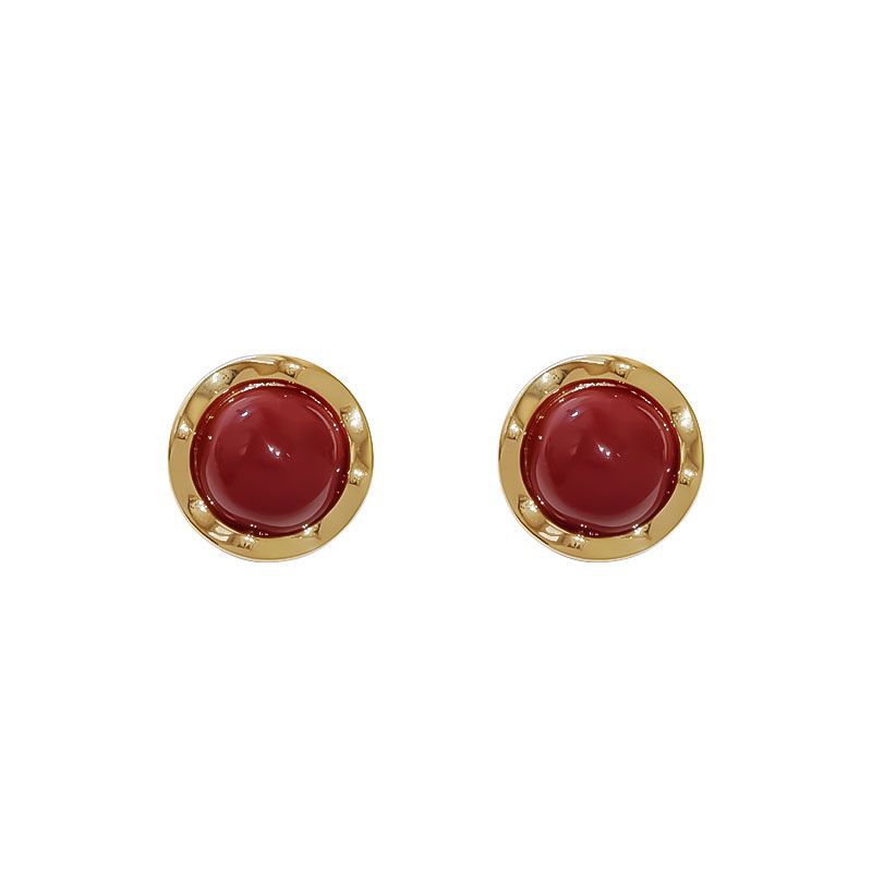 High-end retro Hong Kong-style red earrings, no ear piercings, ear clips, women's autumn and winter atmosphere, elegant and stylish earrings, best-selling earrings Item Picture