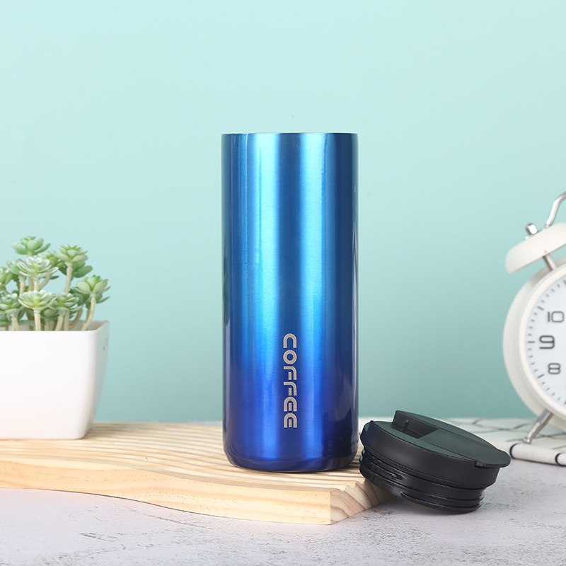 Cross-border best-selling stainless steel gradient color cross-border insulated cup, portable and fashionable office coffee cup, vacuum double-layer Application Scenario