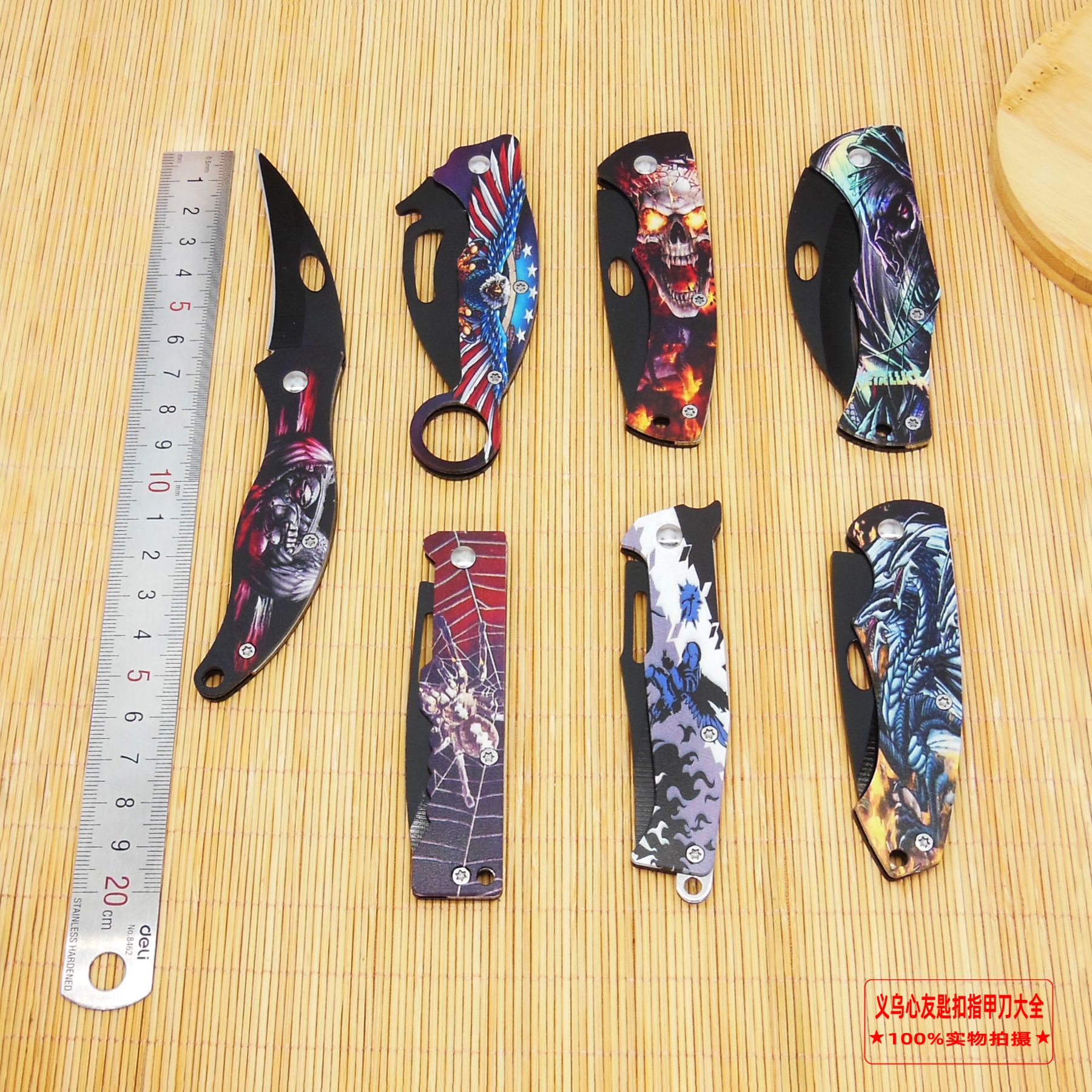 Cross-border best-selling camouflage 3D painted sharpened stainless steel outdoor folding knives, camping survival high-hardness military knives details Picture