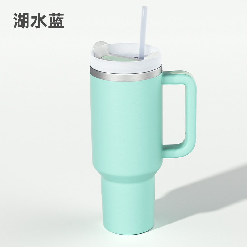 Customized 304 stainless steel 40oz handle car cup, portable insulated water cup, double-layer vacuum straw ice cup details Picture