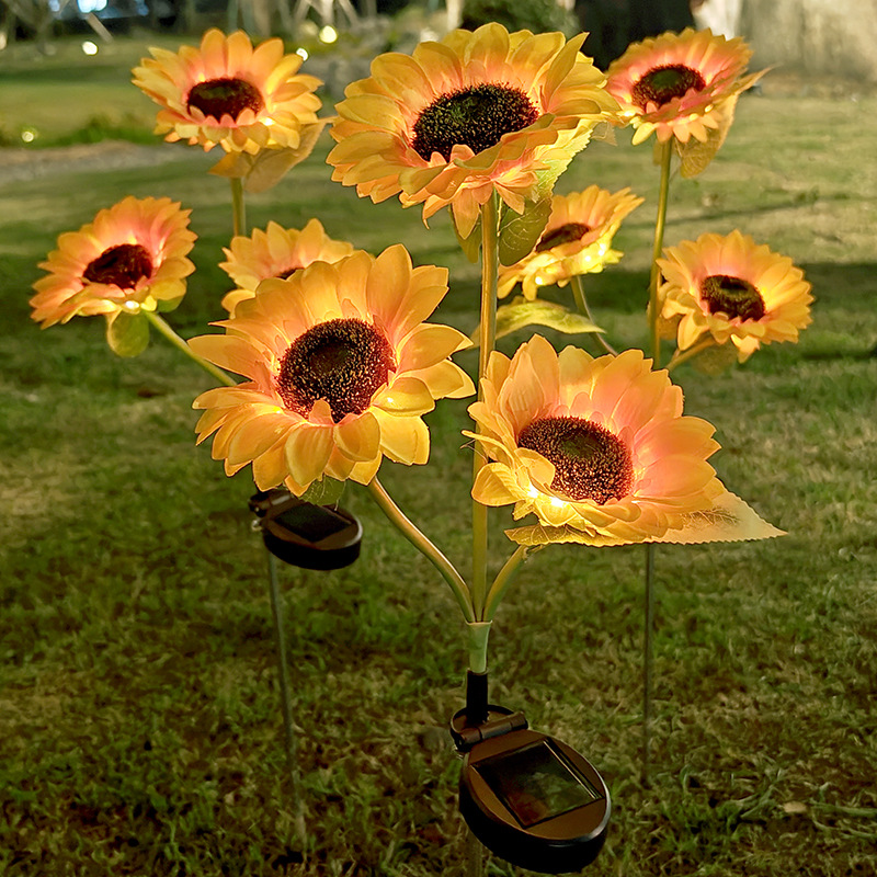 New solar-powered sunflower simulation garden light, outdoor LED courtyard park decoration sunflower ground insertion atmosphere light details Picture