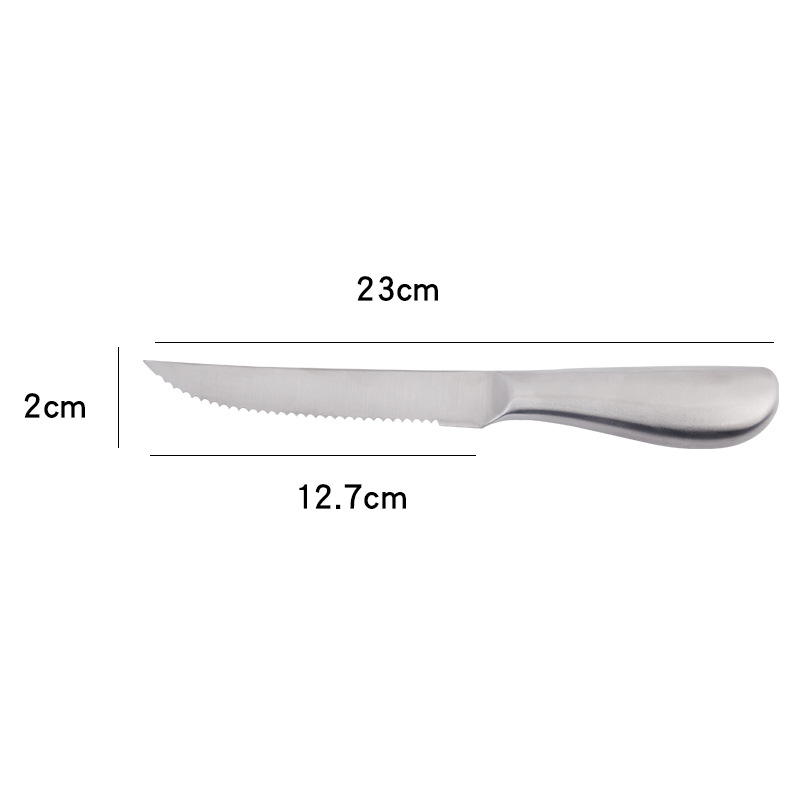 Stainless steel steak knives, serrated steak knives, meat knives, high-end household kitchenware for Western restaurants, are selling well across borders Specification drawing