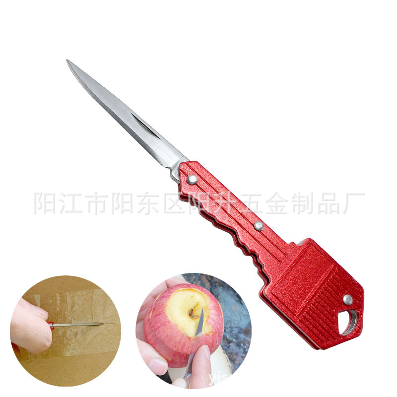 Factory direct sales of mini portable folding express delivery knife with stainless steel and aluminum handle, lightweight fruit knife details Picture