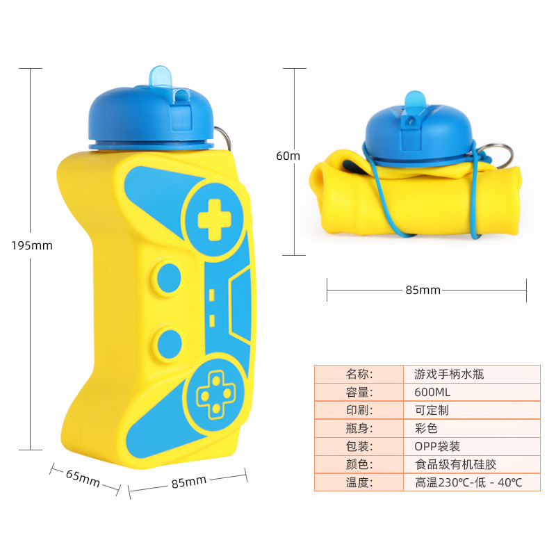 Amazon's best-selling creative gamepad water cup, portable children's water bottle, household silicone folding cup Item Picture