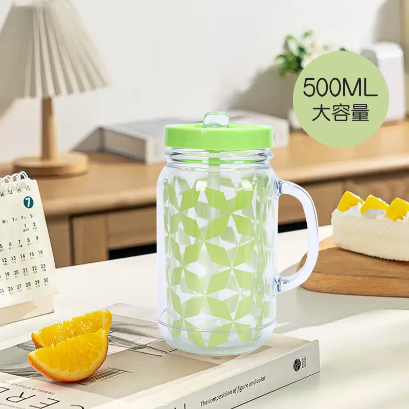 500ml simple plastic milk tea Mason cup, large-capacity beverage cup, tea brewing and drinking cup wholesale details Picture