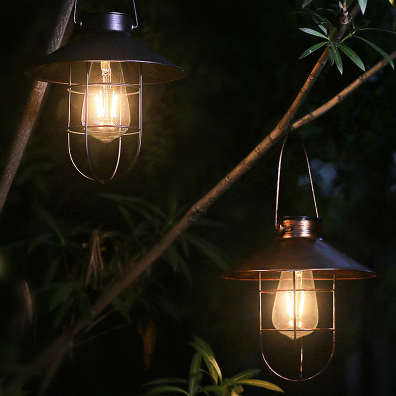 Iron chandelier, Chinese-style retro courtyard decoration, solar viewing night lighting fixtures, solar outdoor courtyard lamps Specification drawing