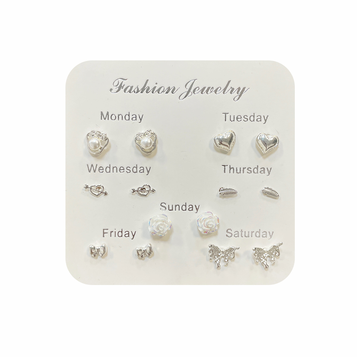 Japanese and Korean small plain silver bow, one-week ear studs for students, women's silver needle, rare pearl, versatile and simple daily earrings Item Picture