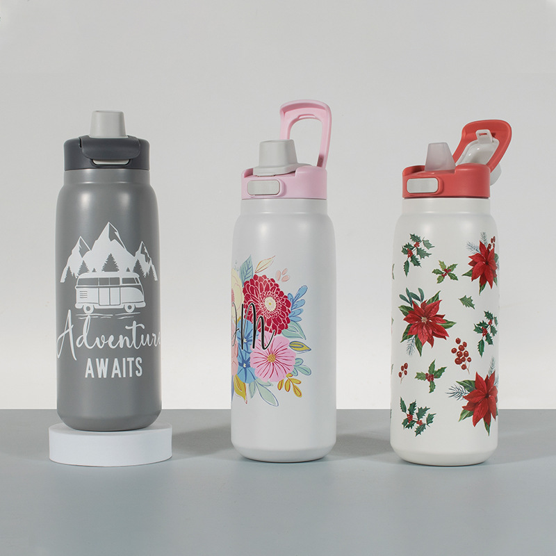 New product unique mold, new houroffer hidden handle straw cup, cross-border 304 stainless steel insulated cup full figure
