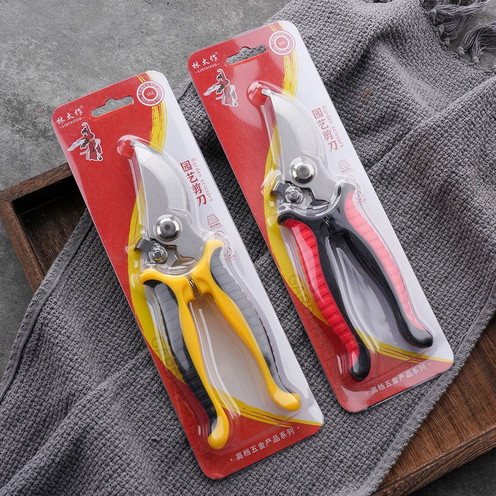 Lin Taizuo brand's ultra-high-end customized hard card stainless steel garden scissors, fruit picking, pruning, grafting and rebound scissors details Picture