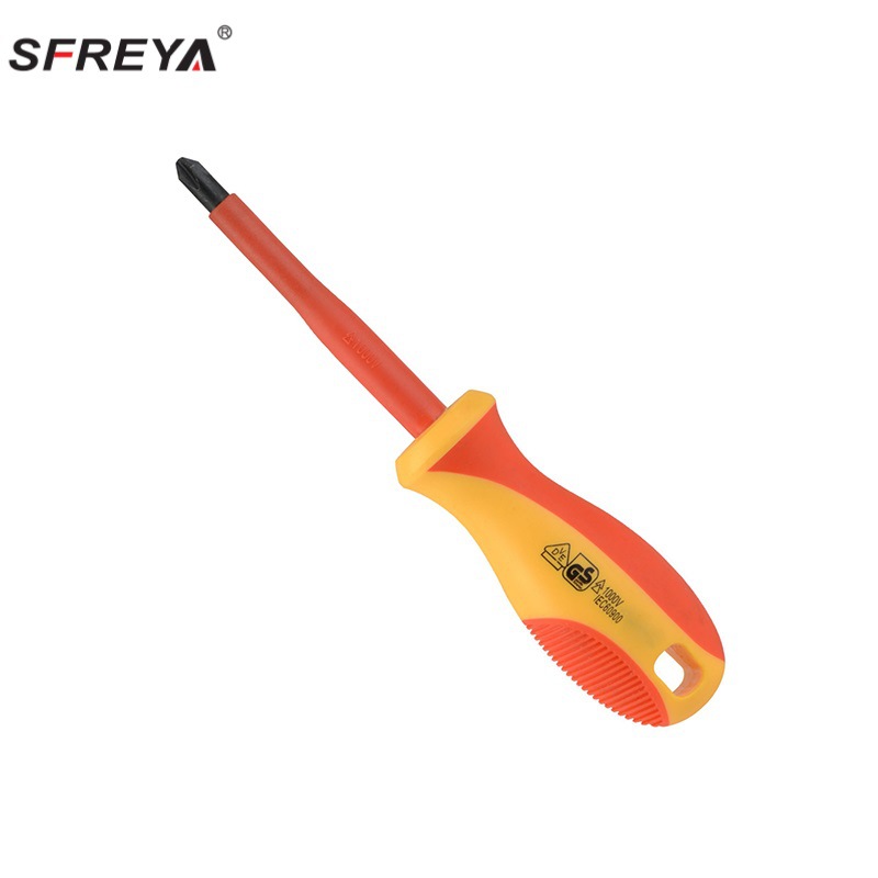 Insulated tools, insulated screwdrivers with a withstand voltage of 1000V, insulated cross-head screwdrivers, electrician insulated cross-head screwdrivers full figure