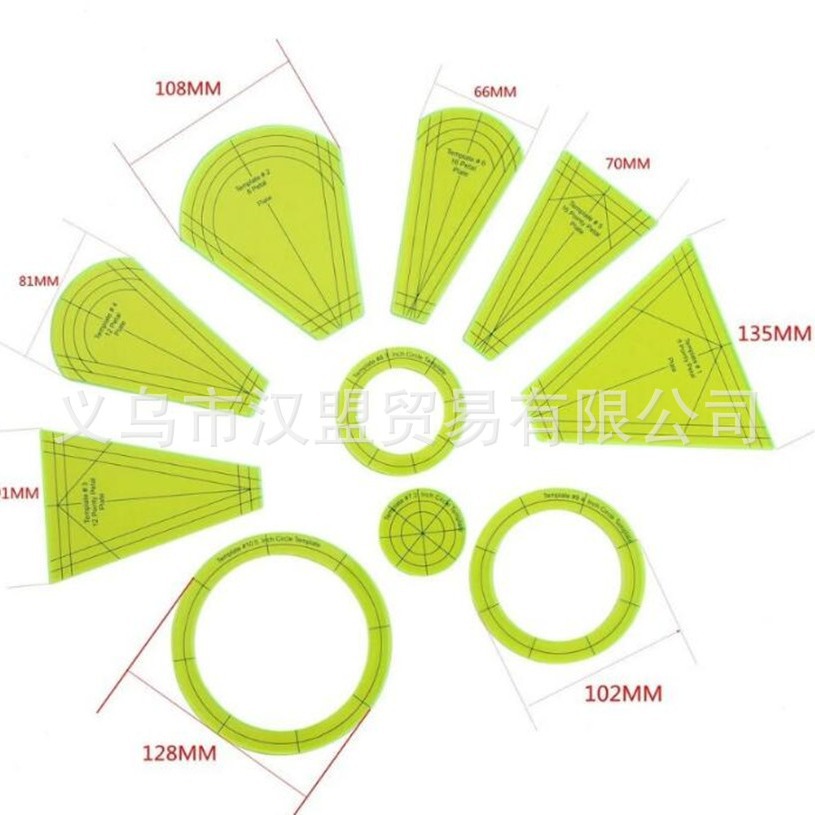 A multi-functional 10-piece set of special-shaped sewing and patchwork ruler, acrylic ruler, DIY processing sewing ruler template, patchwork tool details Picture