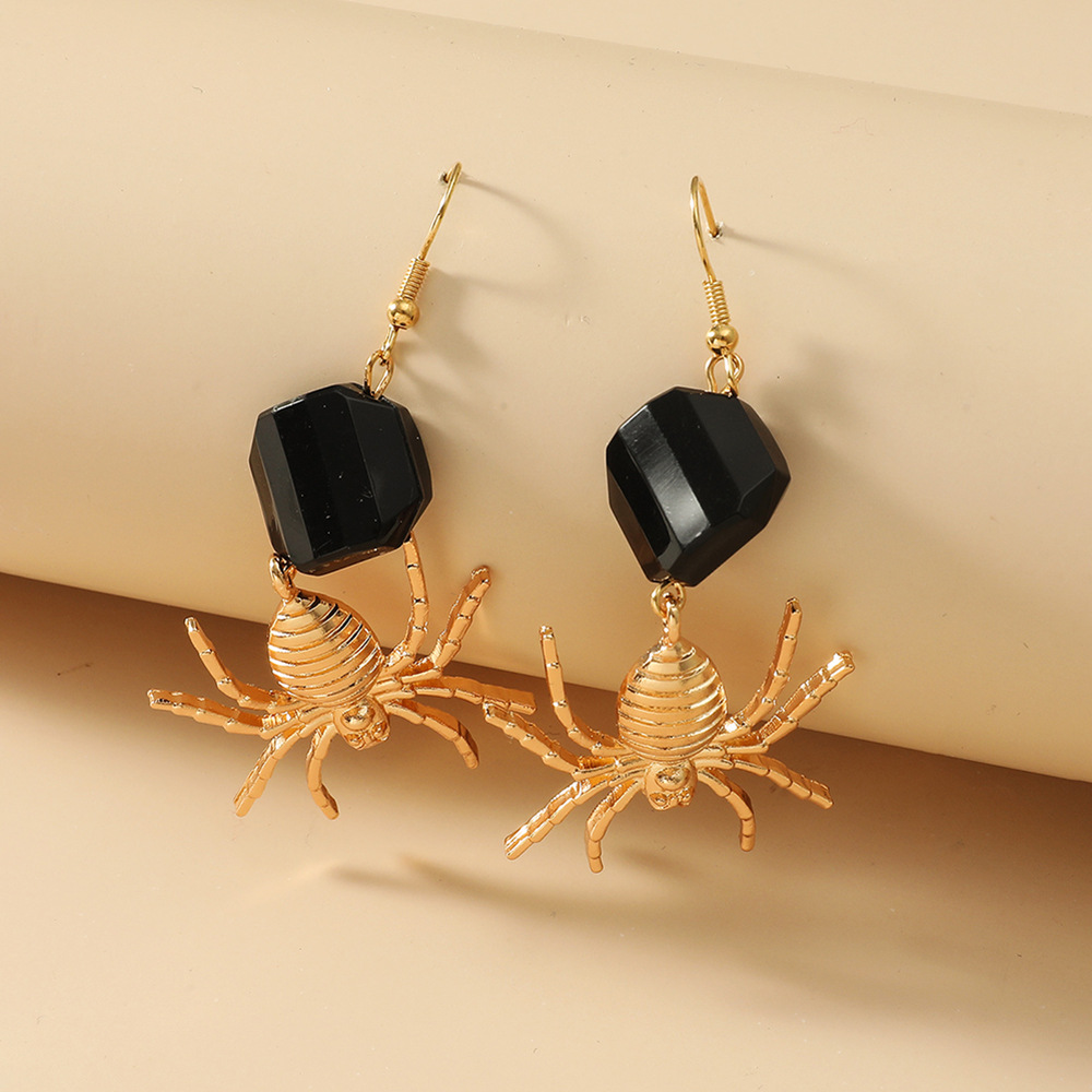 Cross-border best-selling exaggerated spider earrings, dark street spider creative design earrings and earrings, Halloween accessories for women Specification drawing