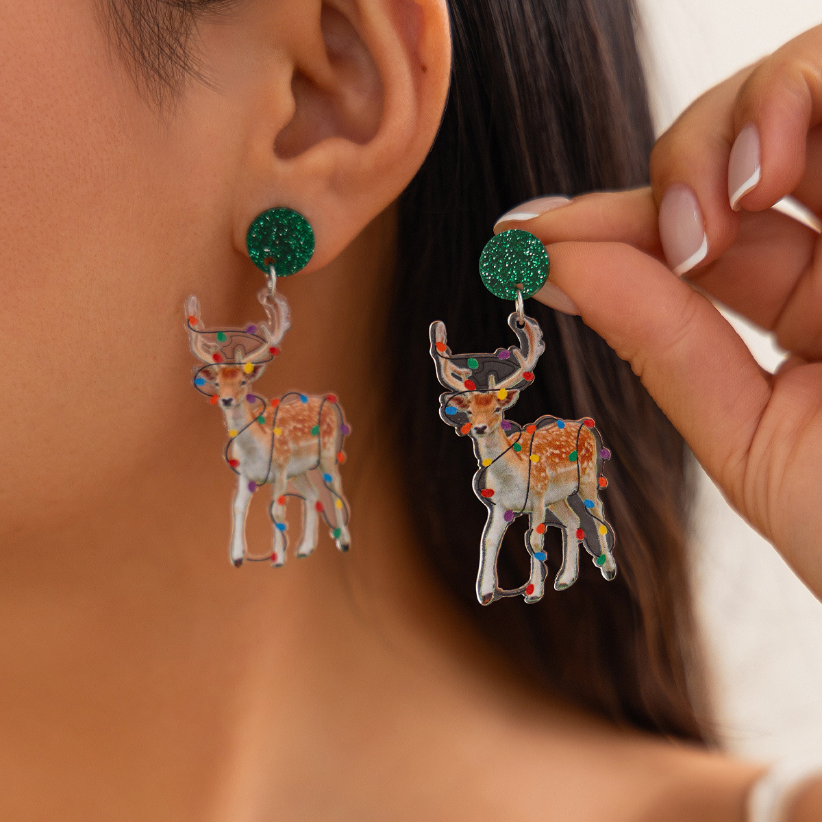 European and American cross-border earrings Christmas reindeer stud earrings cute earrings wholesale trade festival earrings details Picture