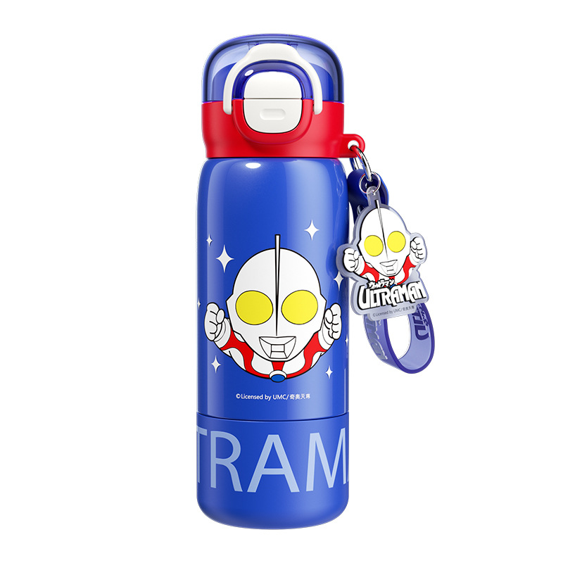 The classic Ultraman Family series fun insulated cup features a silk-screened body and a sturdy handle for easy carrying. It is a double drinking cup Item Picture