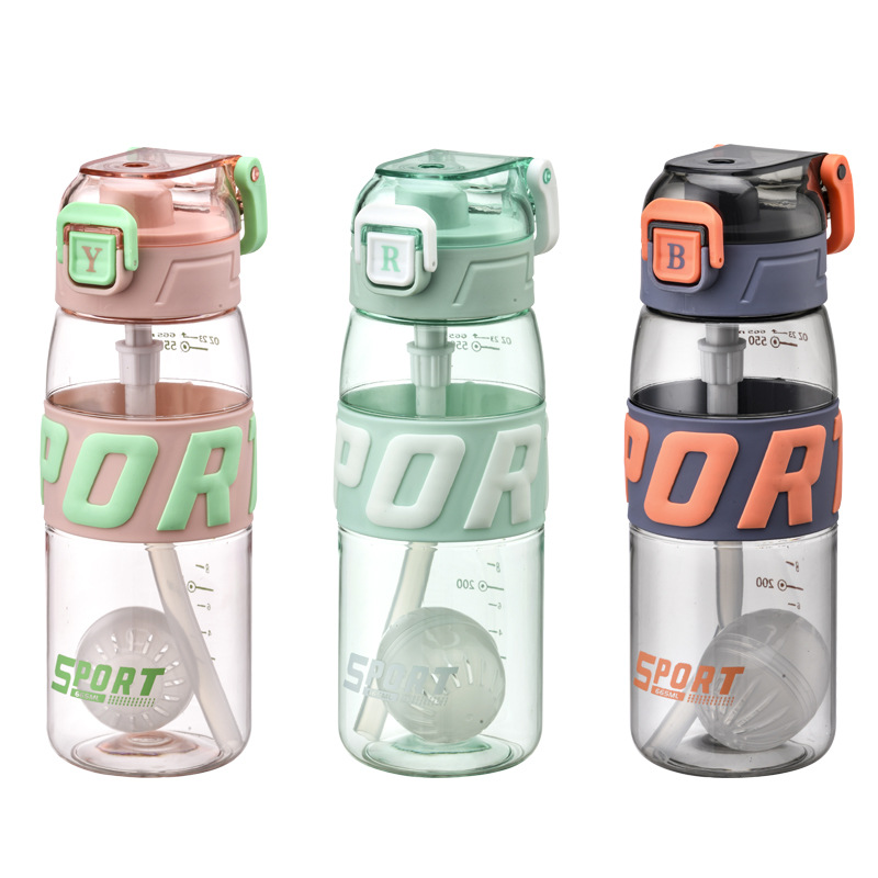 Bouncing lid plastic straw cup, student outdoor fitness portable large-bellied water cup, summer anti-scald high appearance level direct drinking cup Item Picture